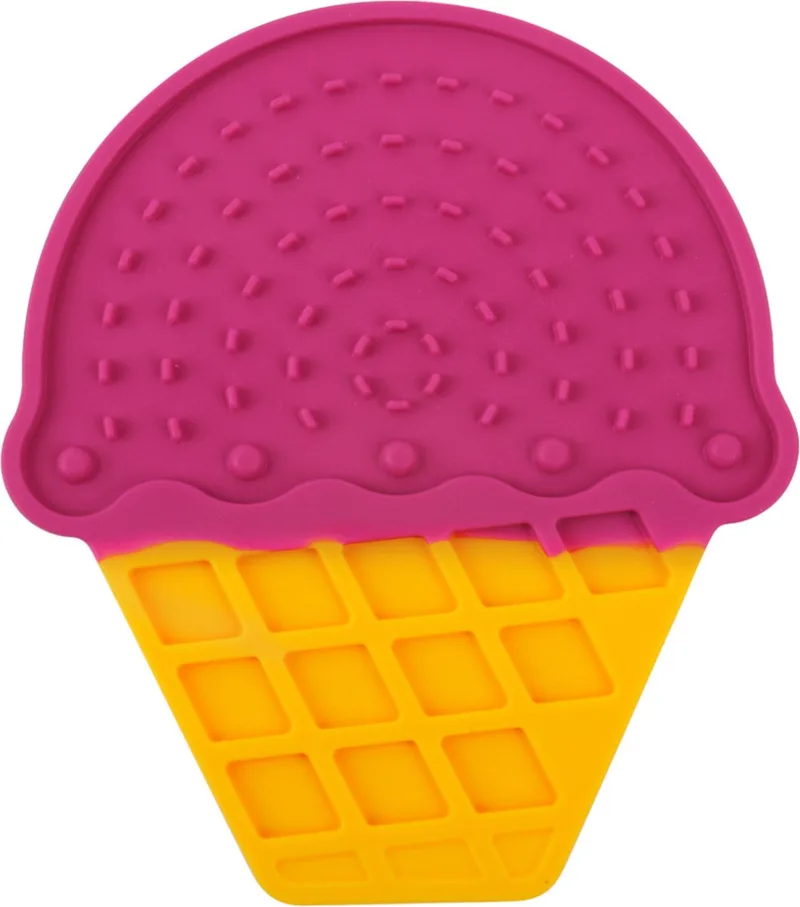 AFP Chill Out - Ice Cream Lick Mat - Met Zuignappen - Honden Likmat - Voor alle Texturen - 20 x 17,5 cm - Roze by All For Paws in Yellow – product photo