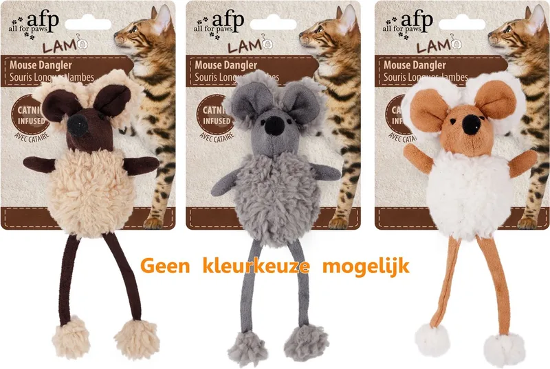Afp mouse dangler lamswol met catnip assorti 16 cm by All For Paws in Brown – product photo