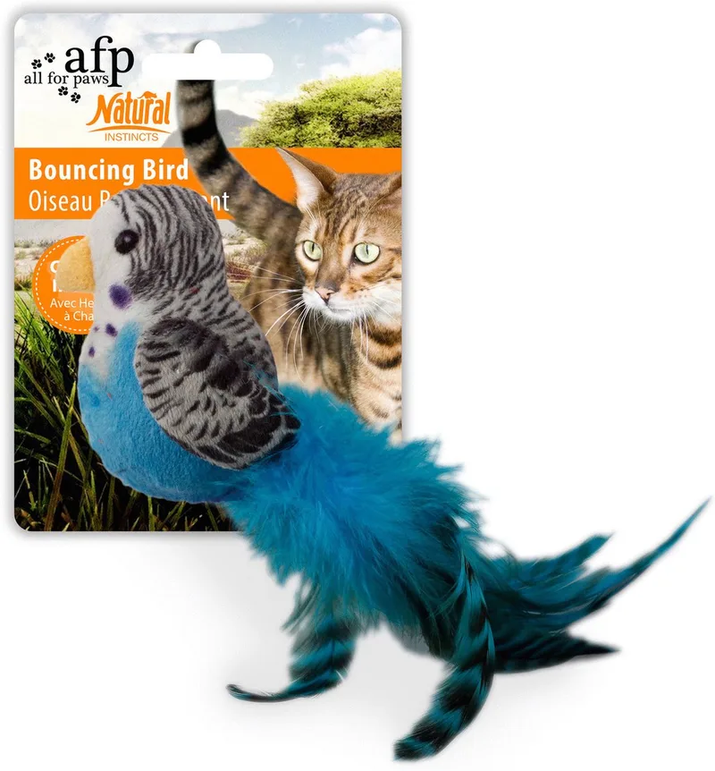 Bouncing Bird - Kattenspeelgoed - 20x10x7 cm Assorti van All For Paws in Assortie – productfoto