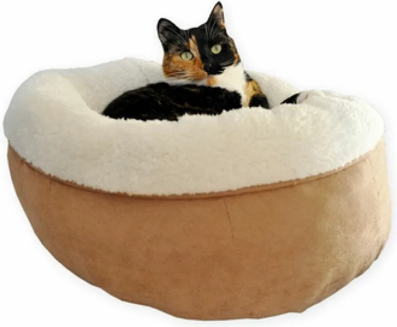 Donut Bed – Kattenmand – Biedt warmte en comfort voor katten of kleine honden – Ø 45cm – Wasbaar met de hand by All For Paws in Beige – product photo