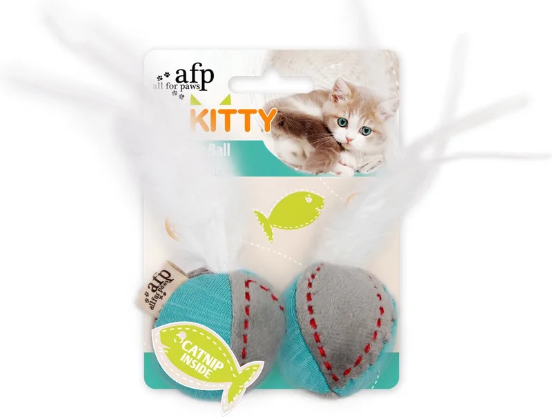 Speeltje Bal Met Veren - Kattenspeelgoed - 16x5x4.5 cm Assorti by All For Paws in Multicolour – product photo