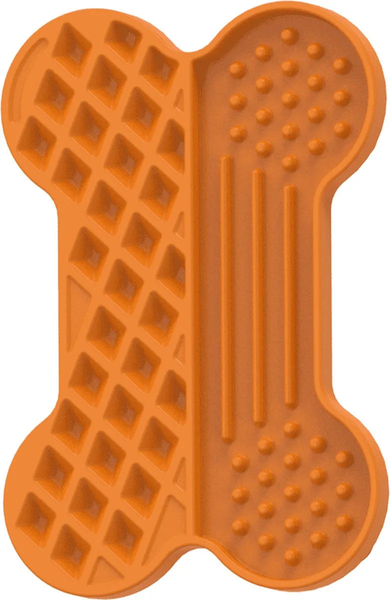 Tasty Bone Lick Mat L - 2 x 30 x 18 cm - Anti schrok hond - Likmat hond - Slowfeeder hond - Hondenspeelgoed by All For Paws in Orange – product photo