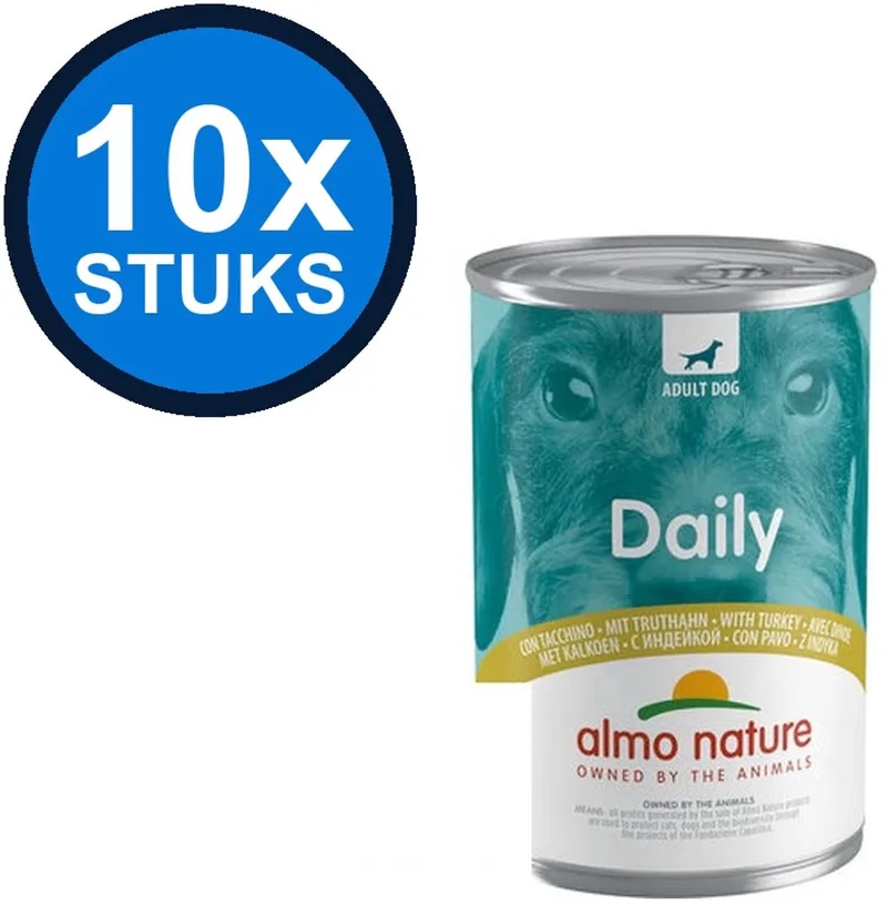 10x Almo Nature Daily - Hondenvoer Natvoer Blik - Kalkoen - 400g von Almo Nature – Produktfoto