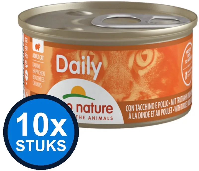 10x Almo Nature Daily - Kattenvoer Natvoer Blik - Brokjes - Kalkoen & Kip - 85g by Almo Nature – product photo