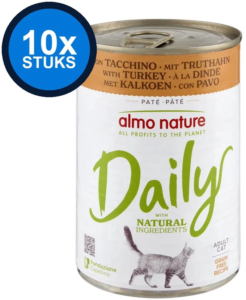 10x Almo Nature Daily - Kattenvoer Natvoer Blik - Kalkoen - 400g de Almo Nature – photo produit