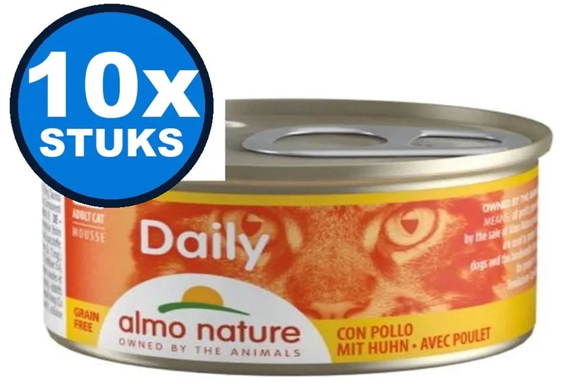 10x Almo Nature Daily - Kattenvoer Natvoer Blik - Mousse - Kip - 85g von Almo Nature – Produktfoto
