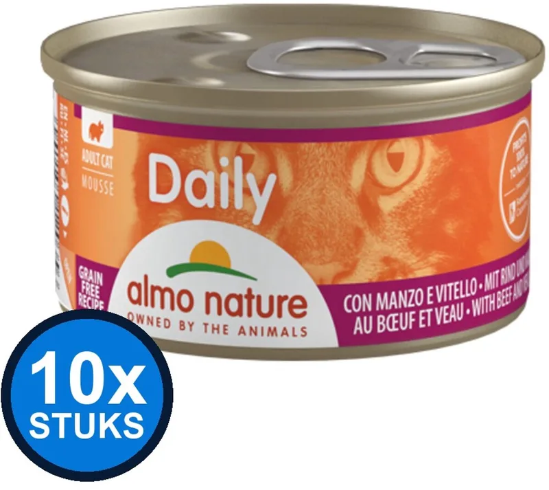 10x Almo Nature Daily - Kattenvoer Natvoer Blik - Mousse - Rund - 85g de Almo Nature – photo produit