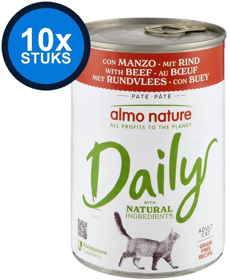 10x Almo Nature Daily - Kattenvoer Natvoer Blik - Rund - 400g de Almo Nature – photo produit