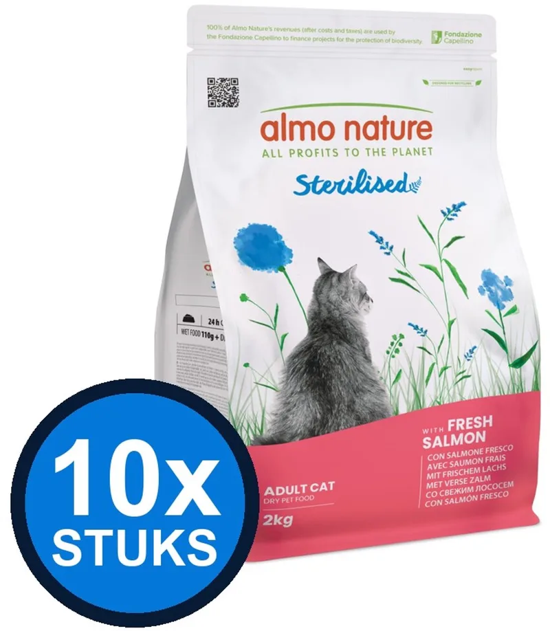 10x Almo Nature Functional - Kattenvoer Droogvoer - Gesteriliseerd - Zalm - 400g by Almo Nature – product photo