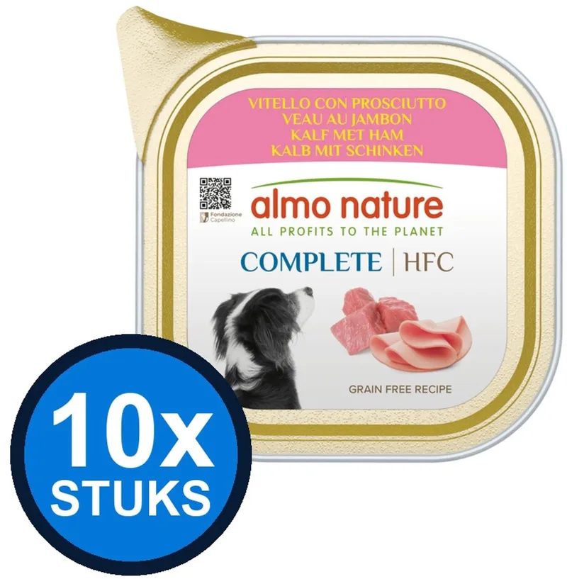 10x Almo Nature HFC - Hondenvoer Natvoer Kuipje - Complete - Kalf & Ham - 150g by Almo Nature – product photo