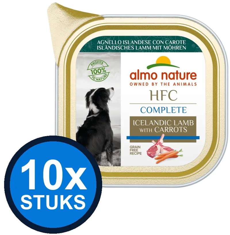 10x Almo Nature HFC - Hondenvoer Natvoer Kuipje - Complete - Lam & Wortel - 85g de Almo Nature – photo produit