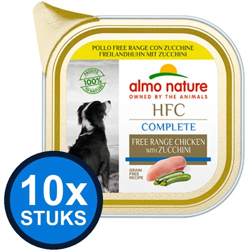 10x Almo Nature HFC - Hondenvoer Natvoer Kuipje - Complete - Vrije Uitloop Kip - 85g fra Almo Nature – produktbillede