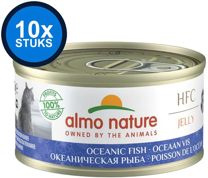 10x Almo Nature HFC - Kattenvoer Natvoer Blik - Gelei - Oceaanvis - 70g de Almo Nature – photo produit
