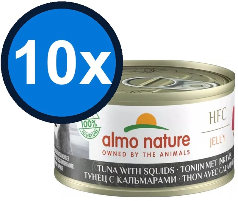 10x Almo Nature HFC - Kattenvoer Natvoer Blik - Gelei - Tonijn & Inktvis - 70g de Almo Nature – photo produit