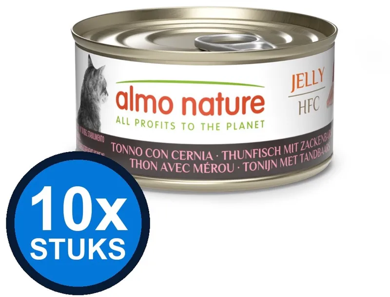 10x Almo Nature HFC - Kattenvoer Natvoer Blik - Gelei - Tonijn & Tandbaars - 70g de Almo Nature – photo produit