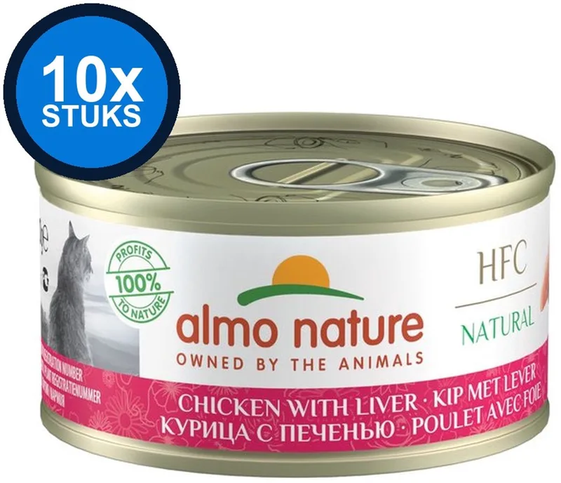 10x Almo Nature HFC - Kattenvoer Natvoer Blik - Natural - Kip & Lever - 70g de Almo Nature – photo produit