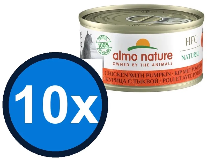 10x Almo Nature HFC - Kattenvoer Natvoer Blik - Natural - Kip & Pompoen - 70g de Almo Nature – photo produit