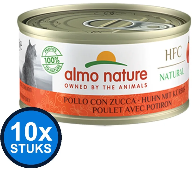 10x Almo Nature HFC - Kattenvoer Natvoer Blik - Natural - Kip & Pompoen - 70g de Almo Nature – photo produit