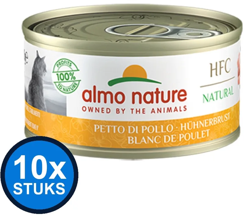10x Almo Nature HFC - Kattenvoer Natvoer Blik - Natural - Kipfilet - 70g by Almo Nature – product photo