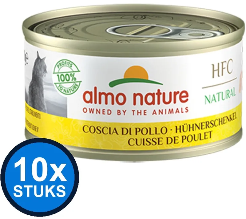 10x Almo Nature HFC - Kattenvoer Natvoer Blik - Natural - Kippenbout - 70g de Almo Nature – photo produit