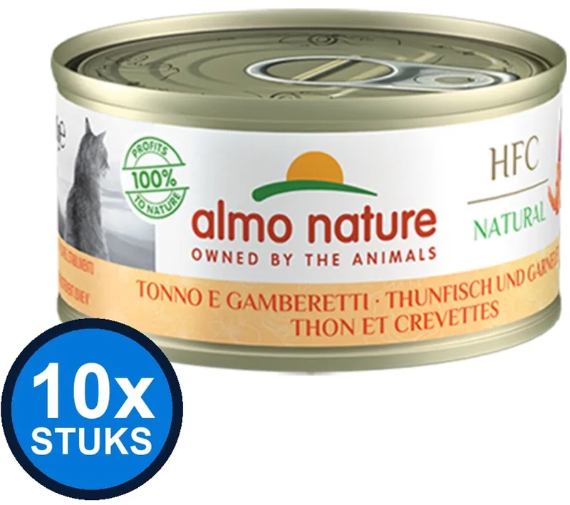 10x Almo Nature HFC - Kattenvoer Natvoer Blik - Natural - Tonijn & Garnaaltjes - 70g by Almo Nature – product photo