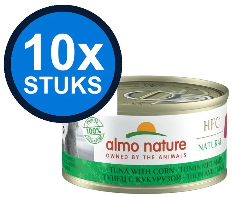 10x Almo Nature HFC - Kattenvoer Natvoer Blik - Natural - Tonijn & Maïs - 70g de Almo Nature – photo produit