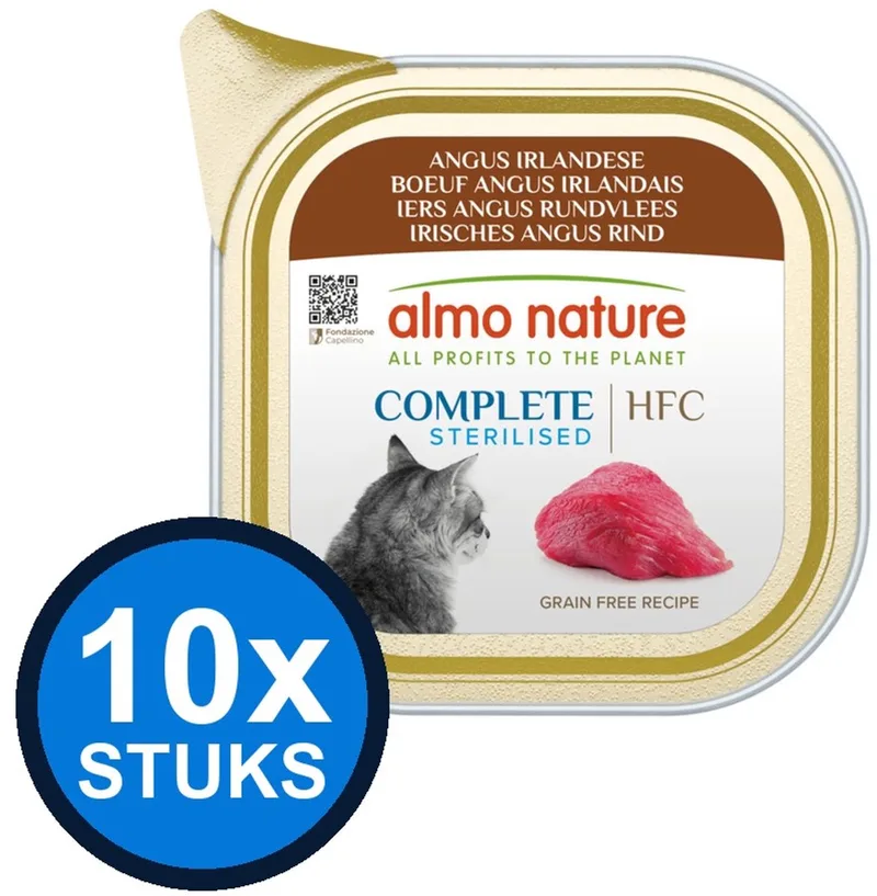 10x Almo Nature HFC - Kattenvoer Natvoer Kuipje - Gesteriliseerd Complete - Angus Rund - 85g by Almo Nature – product photo