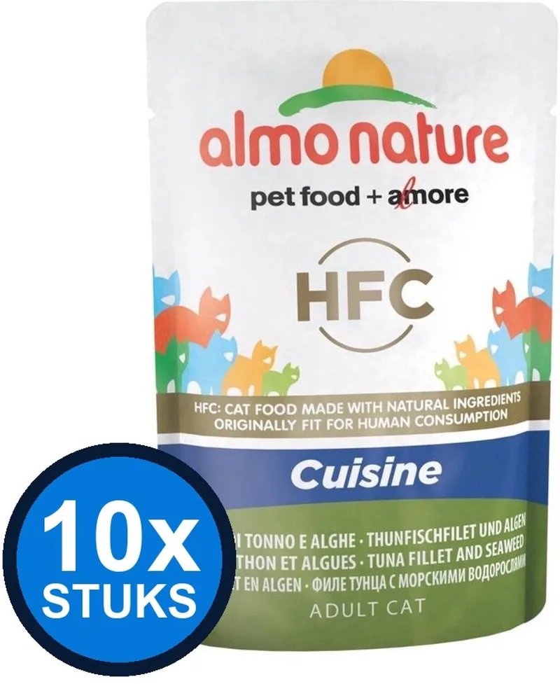 10x Almo Nature HFC - Tonijnfilet & Algen - Kattenvoer Maaltijdzakje - 55g by Almo Nature – product photo