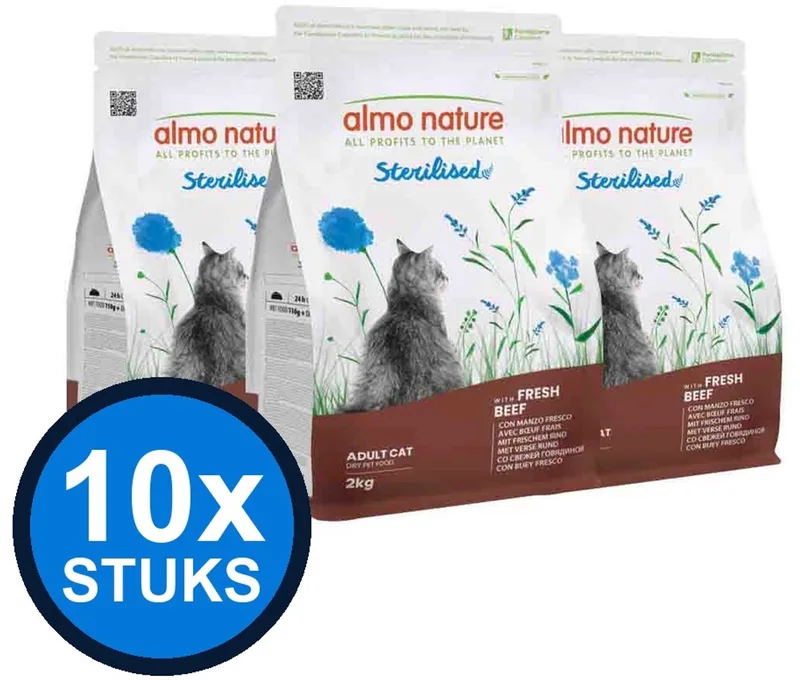10x Almo Nature Holistic - Kattenvoer Natvoer Maaltijdzakje - Gesteriliseerd - Rund - 70g by Almo Nature – product photo