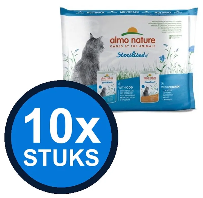 10x Almo Nature Holistic - Kattenvoer Natvoer Maaltijdzakje - Gesteriliseerd - Rund & Kip - 6x70g by Almo Nature – product photo