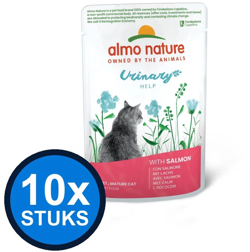 10x Almo Nature Holistic - Kattenvoer Natvoer Maaltijdzakje - Urinary Help - Zalm - 70g by Almo Nature – product photo