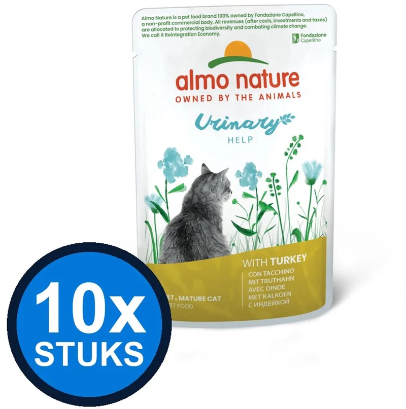 10x Almo Nature Holistic - Kattenvoer Natvoer Maaltijdzakje - Urinary Help - Kalkoen - 70g de Almo Nature – photo produit