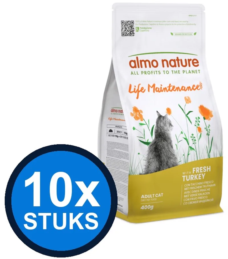 10x Almo Nature Life - Kattenvoer Droogvoer - Onderhoud - Kalkoen - 400g by Almo Nature – product photo