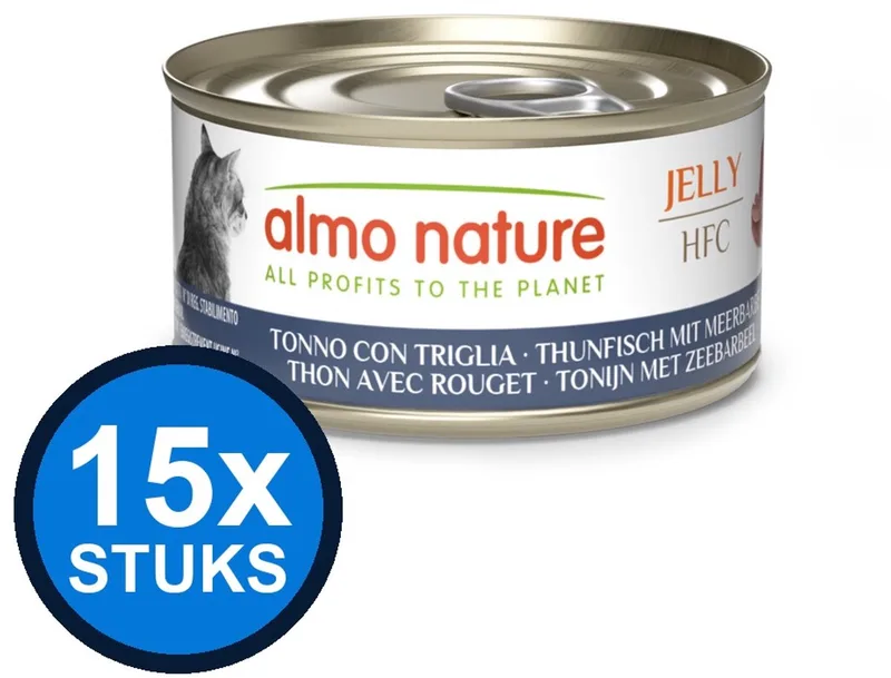 15x Almo Nature HFC - Kattenvoer Natvoer Blik - Gelei - Tonijn & Zeebarbeel - 70g de Almo Nature – photo produit