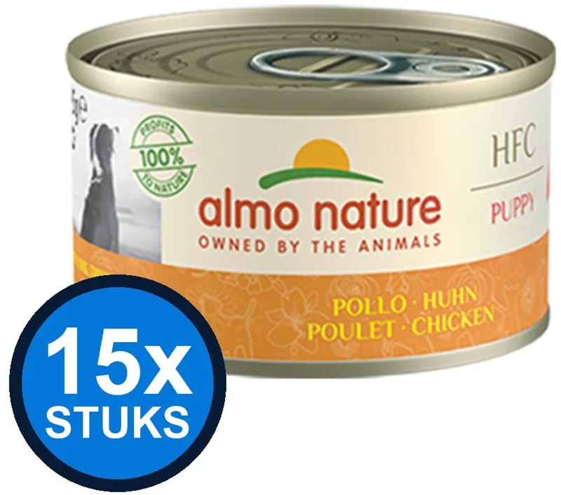 15x Almo Nature HFC - Puppy Hondenvoer Natvoer Blik - Kip - 95g de Almo Nature – photo produit