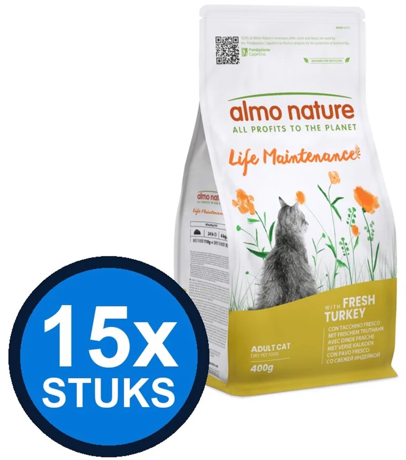 15x Almo Nature Life - Kattenvoer Droogvoer - Onderhoud - Kalkoen - 400g von Almo Nature – Produktfoto