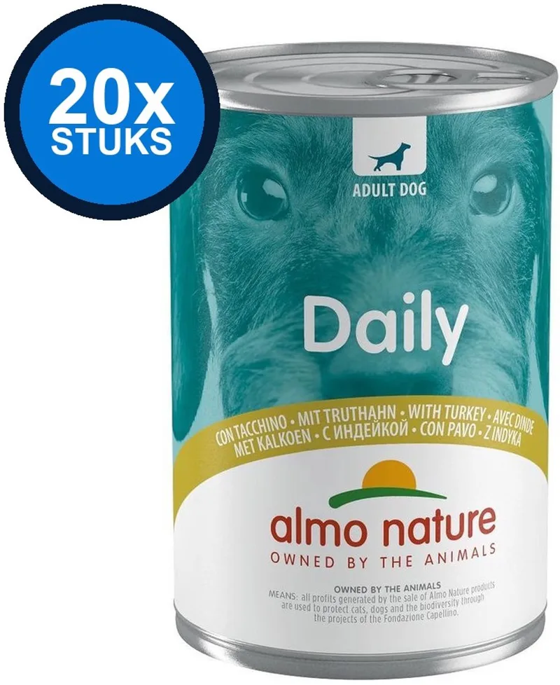 20x Almo Nature Daily - Hondenvoer Natvoer Blik - Kalkoen - 400g by Almo Nature – product photo