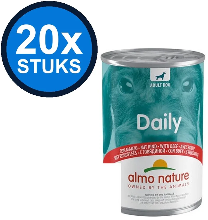 20x Almo Nature Daily - Hondenvoer Natvoer Blik - Rund - 400g von Almo Nature – Produktfoto