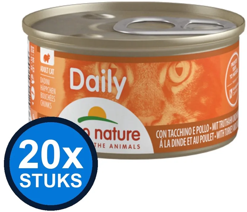 20x Almo Nature Daily - Kattenvoer Natvoer Blik - Blokjes - Kalkoen & Kip - 85g by Almo Nature – product photo