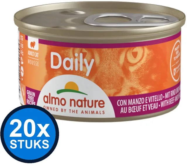 20x Almo Nature Daily - Kattenvoer Natvoer Blik - Mousse - Rund - 85g