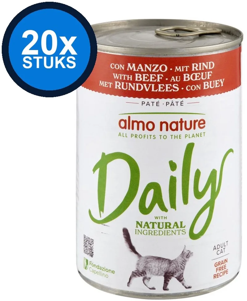 20x Almo Nature Daily - Kattenvoer Natvoer Blik - Rund - 400g by Almo Nature – product photo