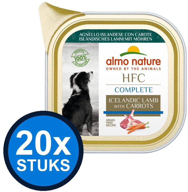 20x Almo Nature HFC - Hondenvoer Natvoer Kuipje - Complete - Lam & Wortel - 85g von Almo Nature – Produktfoto