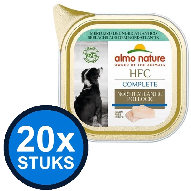 20x Almo Nature HFC - Hondenvoer Natvoer Kuipje - Complete - Noord Atlantische Pollock - 85g fra Almo Nature – produktbillede