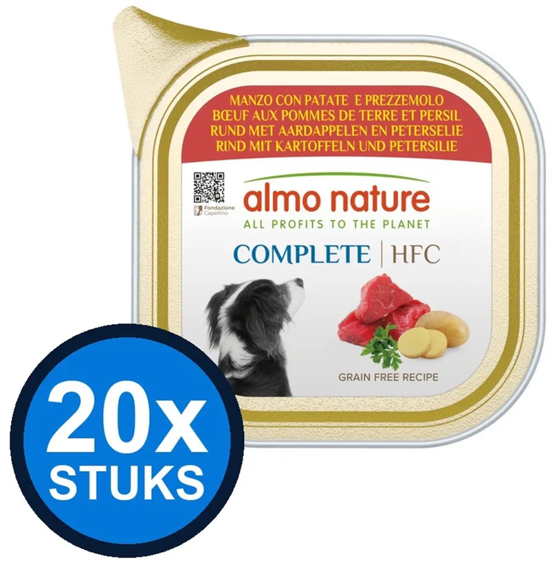 20x Almo Nature HFC - Hondenvoer Natvoer Kuipje - Complete - Rund & Aardappel - 150g de Almo Nature – photo produit
