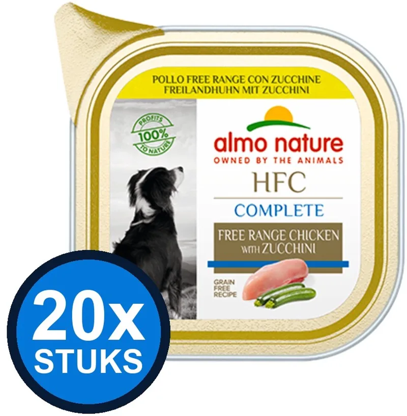 20x Almo Nature HFC - Hondenvoer Natvoer Kuipje - Complete - Vrije Uitloop Kip - 85g de Almo Nature – photo produit