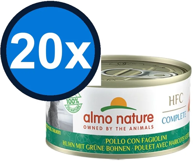 20x Almo Nature HFC - Kattenvoer Natvoer Blik - Complete Graanvrij - Kip & Groene Bonen - 70g de Almo Nature – photo produit