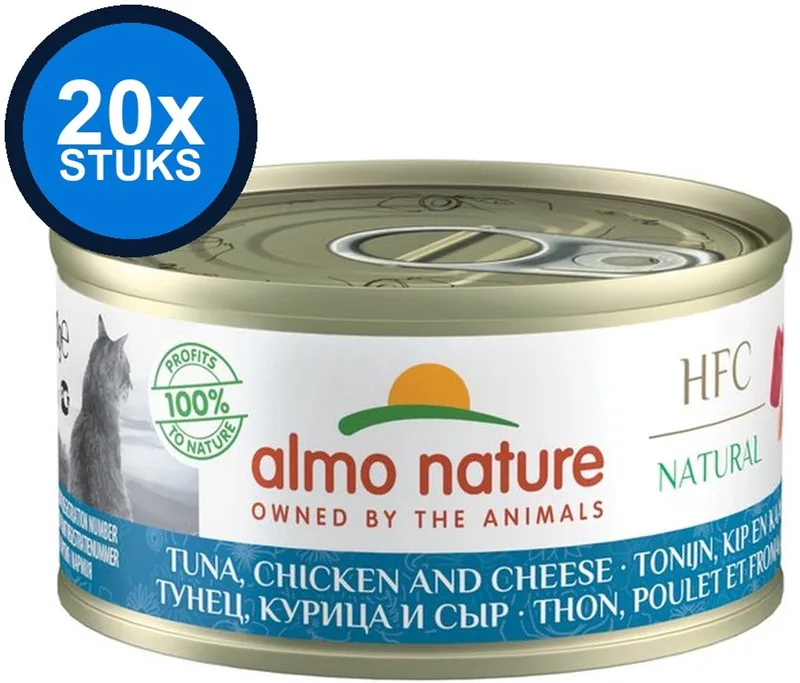 20x Almo Nature HFC - Kattenvoer Natvoer Blik - Cuisine - Tonijn & Kip & Kaas - 70g by Almo Nature – product photo