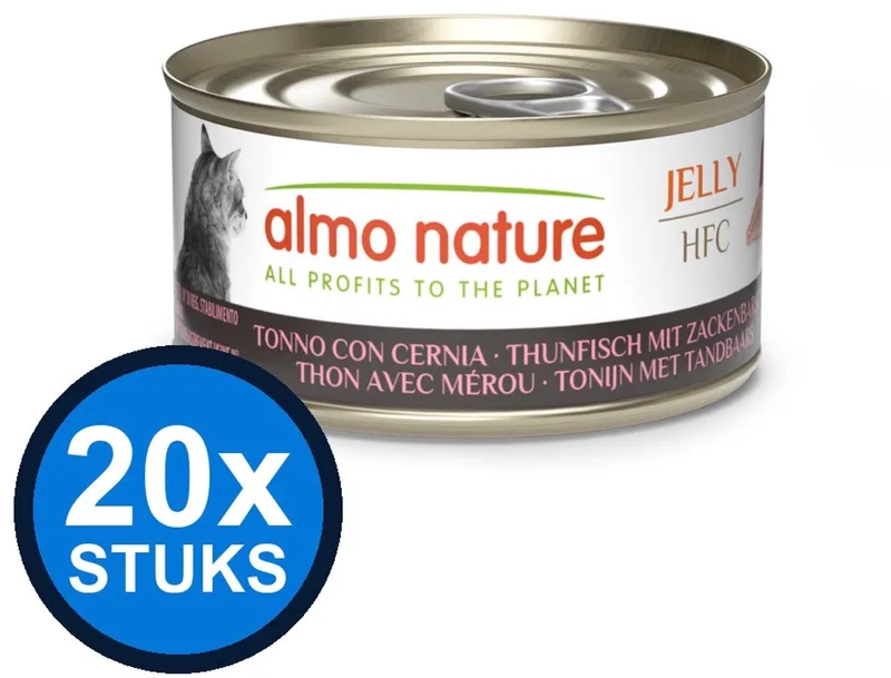 20x Almo Nature HFC - Kattenvoer Natvoer Blik - Gelei - Tonijn & Tandbaars - 70g de Almo Nature – photo produit
