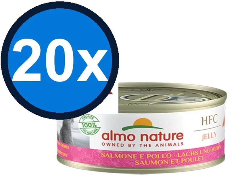 20x Almo Nature HFC - Kattenvoer Natvoer Blik - Gelei - Zalm & Kip - 70g de Almo Nature – photo produit