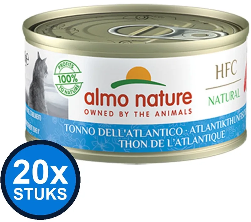 20x Almo Nature HFC - Kattenvoer Natvoer Blik - Natural - Atlantische Oceaan Tonijn - 70g de Almo Nature – photo produit